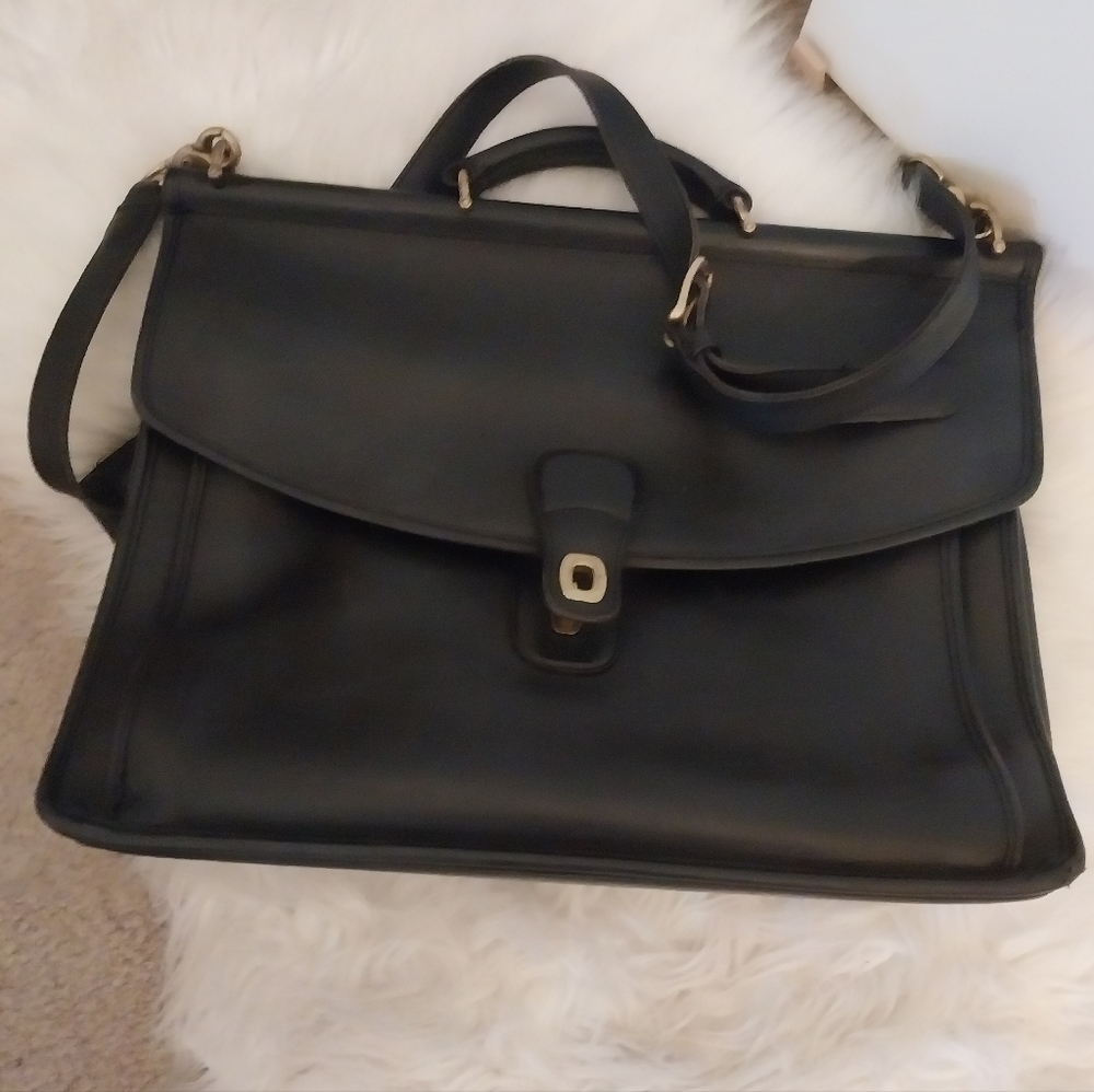 VTG Coach Black Leather Laptop Bag